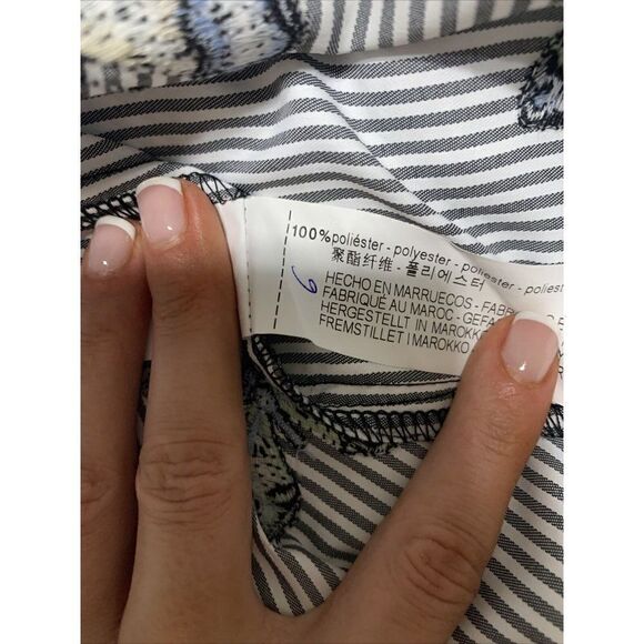 zara womens gray white striped butterfly print long sleeve top small - Picture 5 of 5